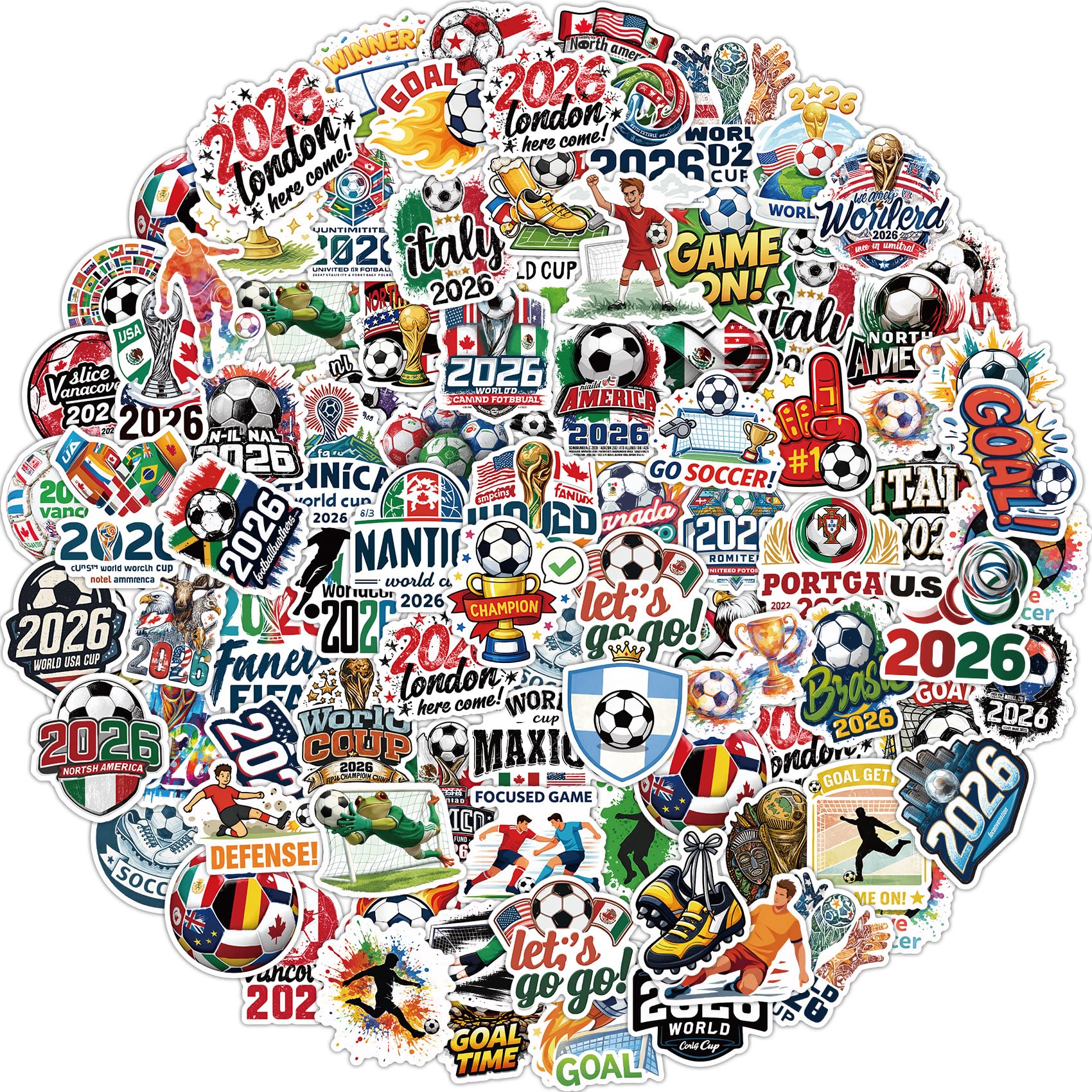 Autocollants de football lot de 200 stickers imperméables pour gourde et scrapbooking