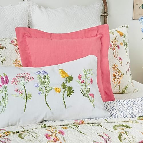 Miniatura 6 de C&F Home Genevieve - Juego de edredón de algodón reversible y lavable a máquina, diseño floral de primavera, jardín, tamaño King, 3 piezas, color