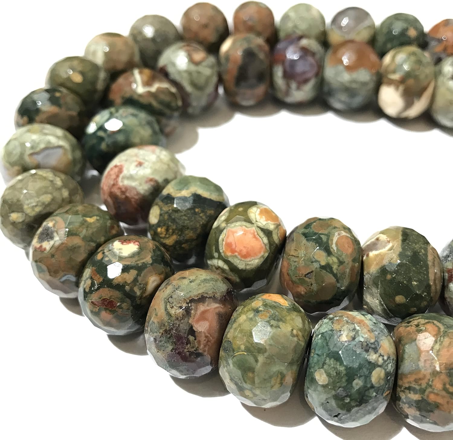 ABCGEMS Gigantic Queensland Rhyolite Beads from Australia AKA Rainforest Jasper (Mount Hay Near Rockhampton- Largest Size in Market) Faceted Rondelle 18mm