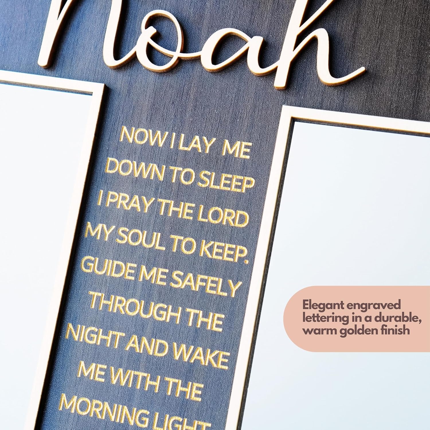 LIGHTIT STUDIO Personalized Engraved 10" Wood Wall Cross, Christian Wooden Cross for Baptism, Holy Communion, Confirmation or Newborn Gift Keepsake with Custom Name and Date with Message (Walnut)