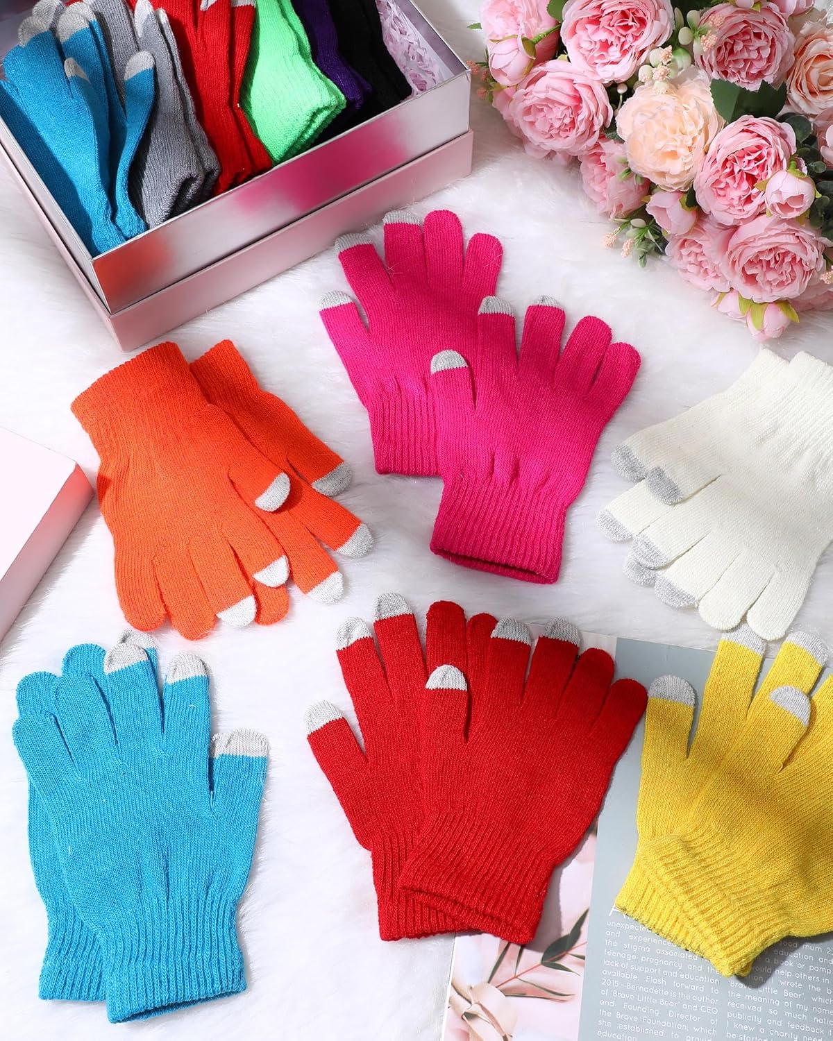 Foaincore Winter Touchscreen Gloves Bulk Stretch Unisex Knit Texting Gloves Pack for Men Women Adults