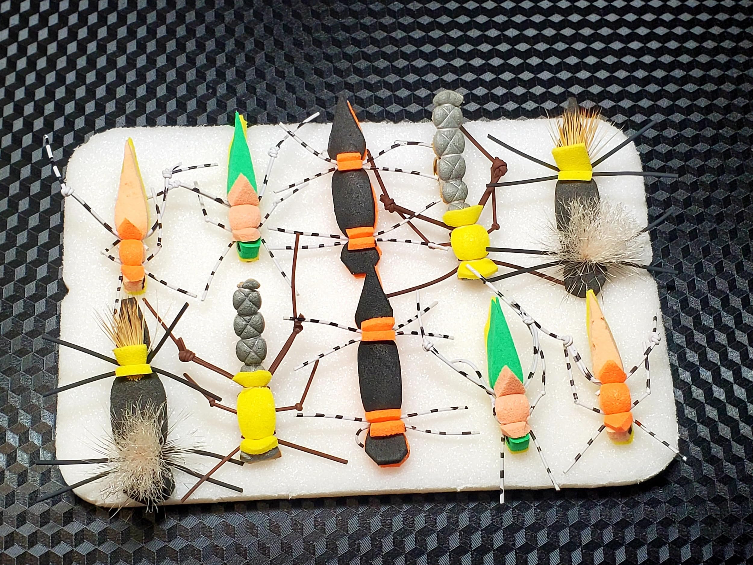 Foam Hopper Selection 10 Flies, 10 Hopper Flies, Grass Hopper Fly, Hopper/Terrestrial Selection