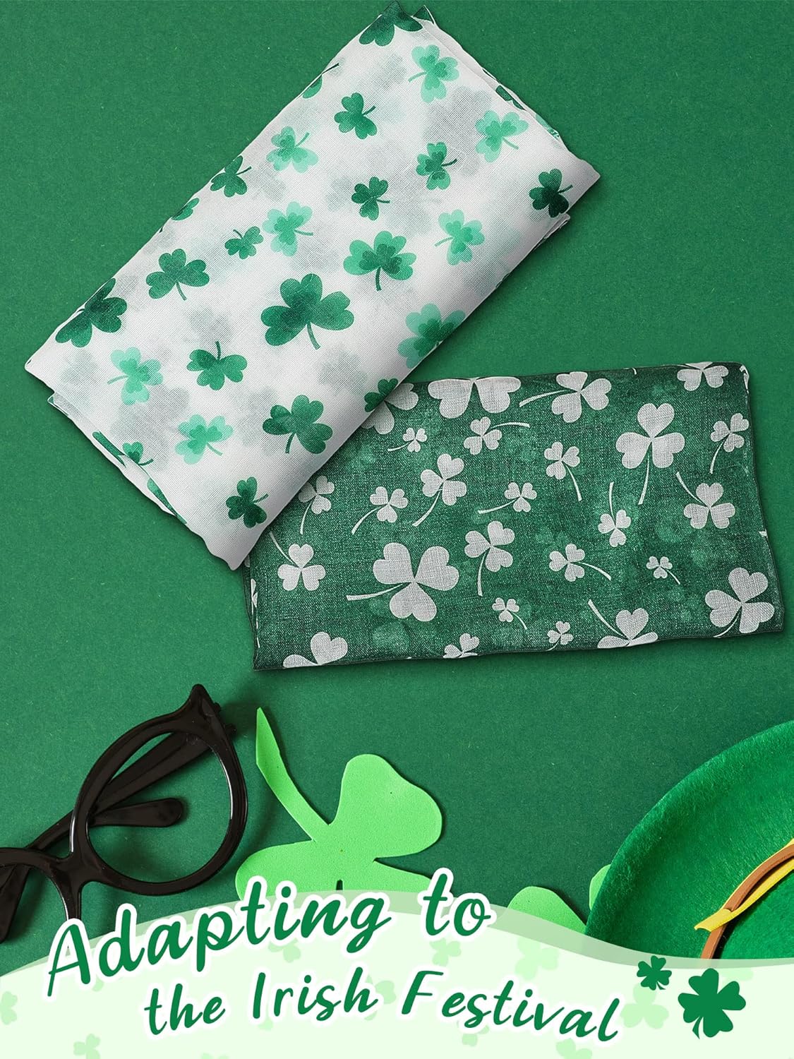 Patelai 4 Pieces Women's St. Patrick's Shamrock Scarf Irish Green Clover St. Patrick's Day Printed Shamrock Scarf for Women Holiday Outfits Accessories - Image 6