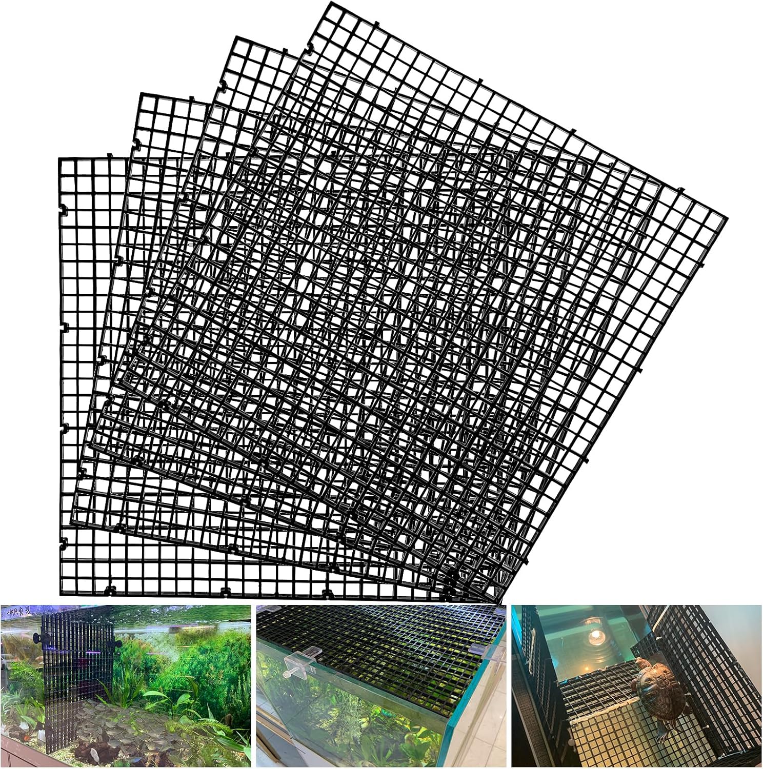 Plastic Egg Crate Fish Tank Divider Aquarium Filter Bottom Plastic Grid Fish Tank Isolation Board Black Egg Crate Tray((Black, 12pcs 11.8X11.8Inch with 0.35Inch Hole)