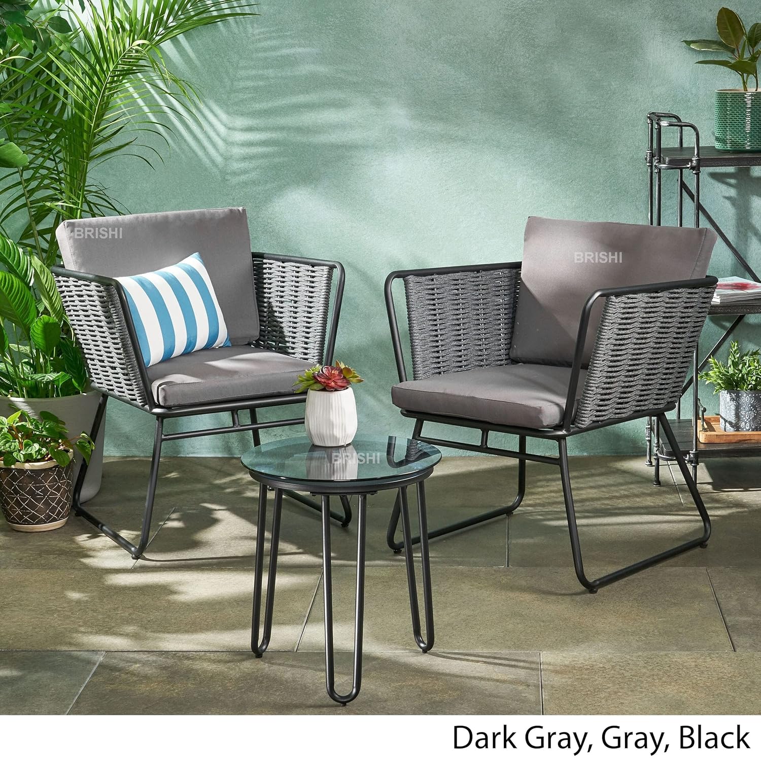 Brishi Garden Patio Seating Set with Table and 2 Chairs
