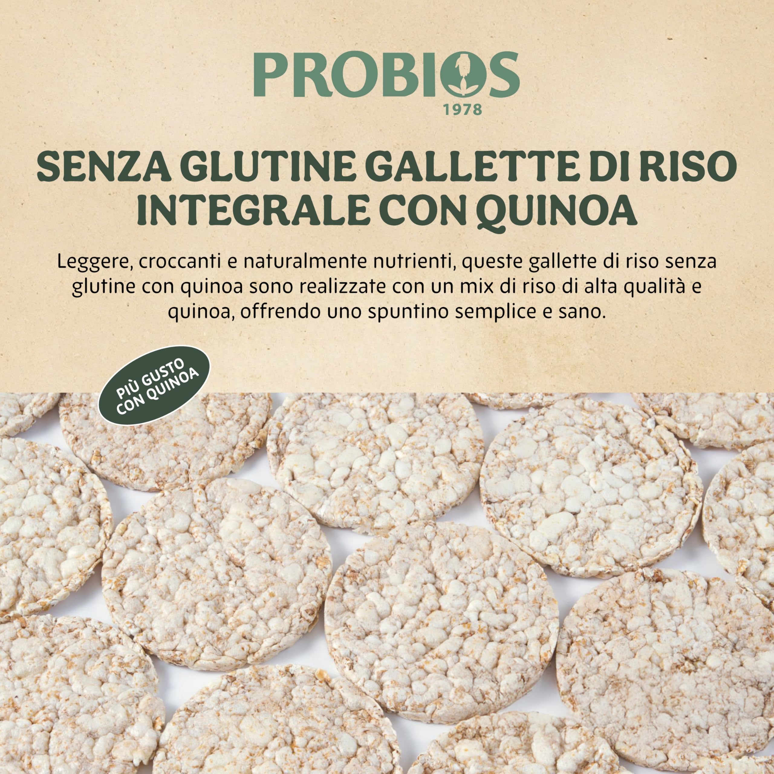 Probios Rice&Rice Galletas de Arroz con Quinua - Paquete de 12 x 100 gr - Total: 1200 gr