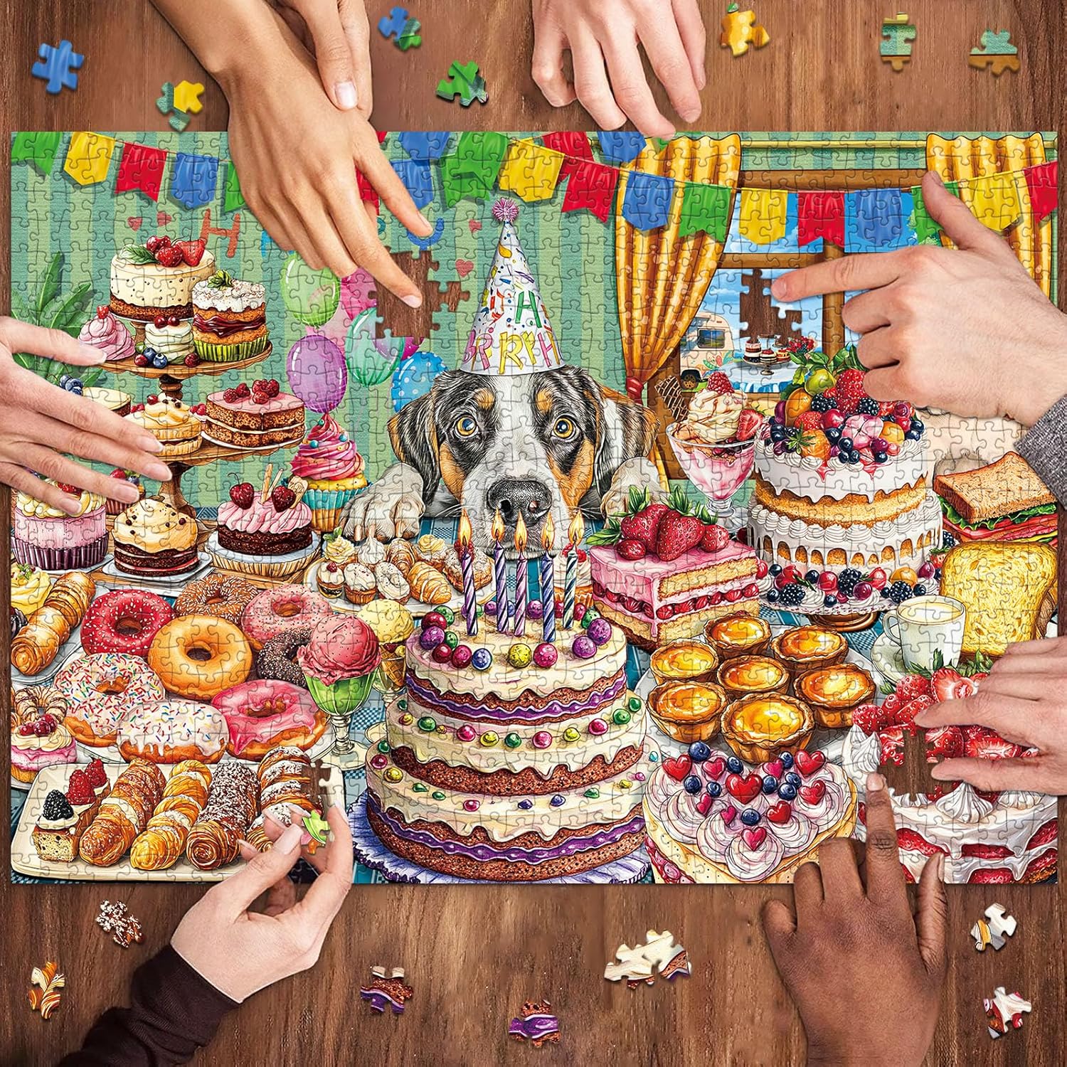 Dog Desserts Jigsaw Puzzles for Adults 1000 Pieces, Interlock Perfectly Letter on Back No Dust, Home Decor Birthday Party Puzzle, 1:1 Poster Jigsaw Puzzles for Adults