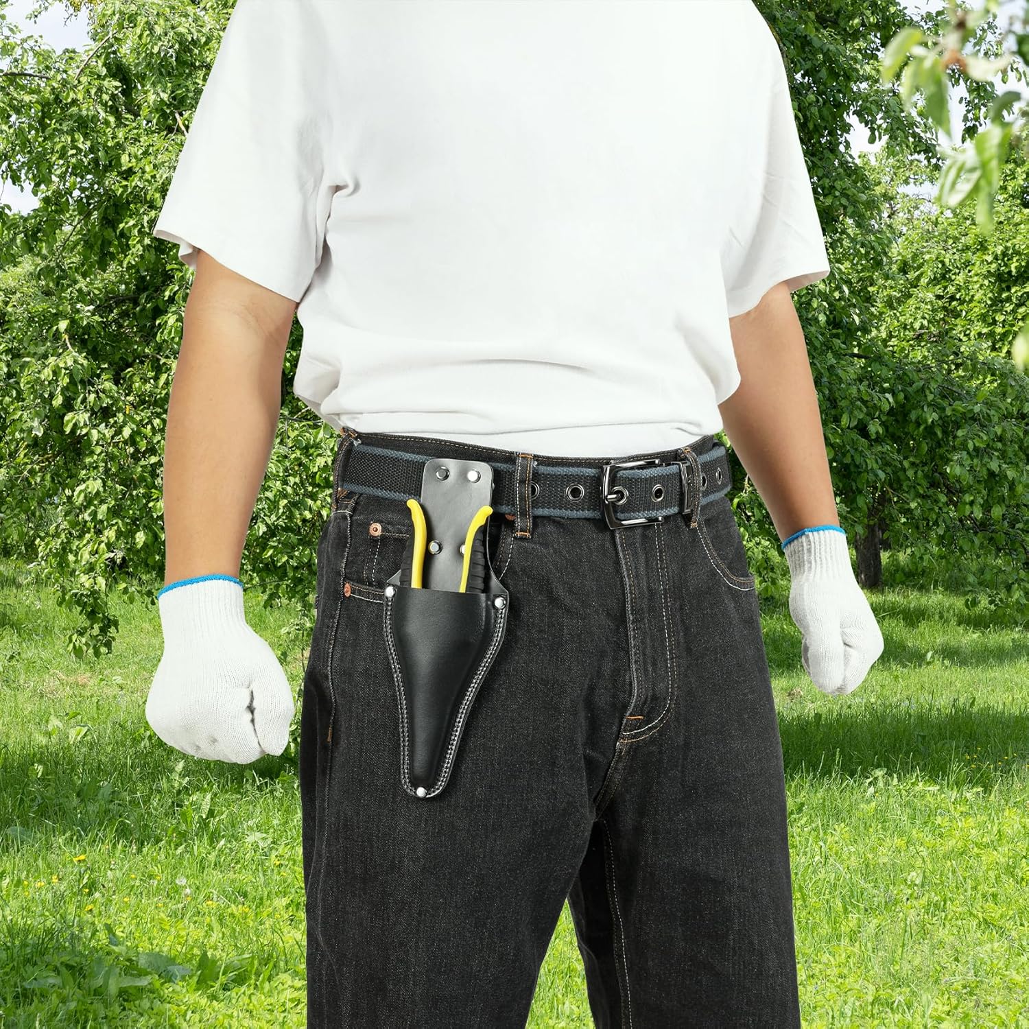 Garden Pruner Sheath,Pruner Tool Holster,Premium Genuine Leather Pruner Holster Protective Case for Garden Pruning Snips and Clippers - Image 2