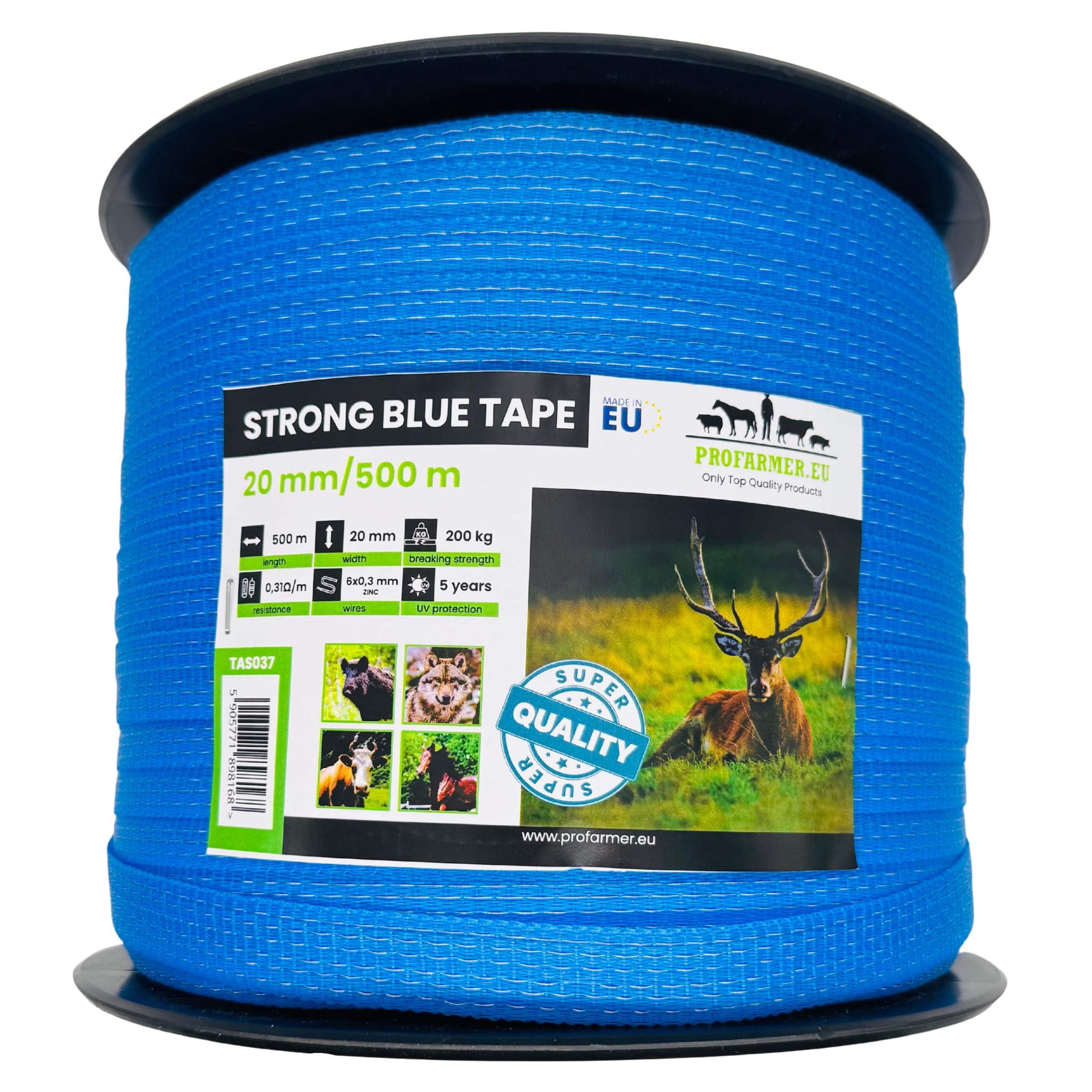 Strong Weidezaunband Breitband für Elektrozaun, 500m, 20mm, Blau