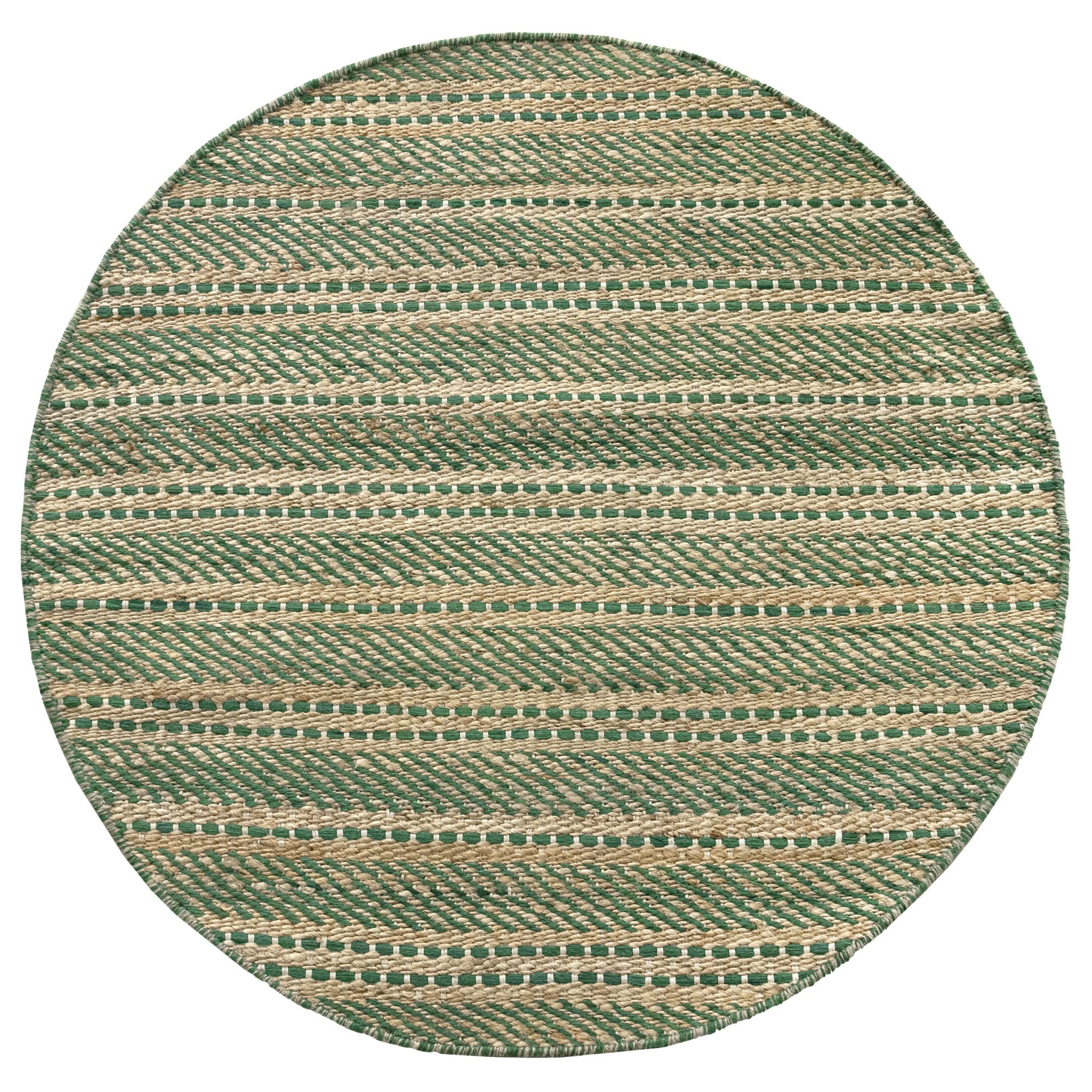 Tapis en laine et jute ronde vert pour une chambre cocooning
