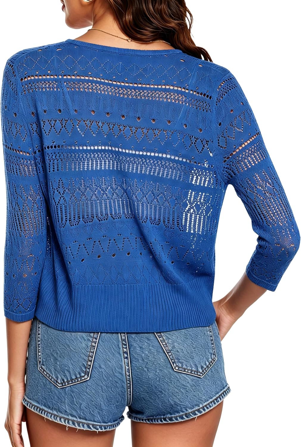 Spicy Sandia Women’s Crochet Shrugs Tie Front Summer Cardigan Lightweight image 4