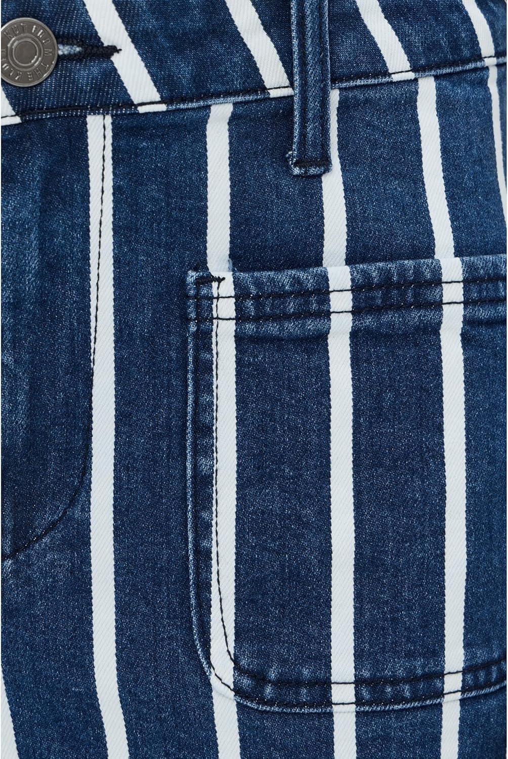 KUT from the Kloth Kelsey-High-Rise Ankle Flare with Patch Pocket in Indigo/White