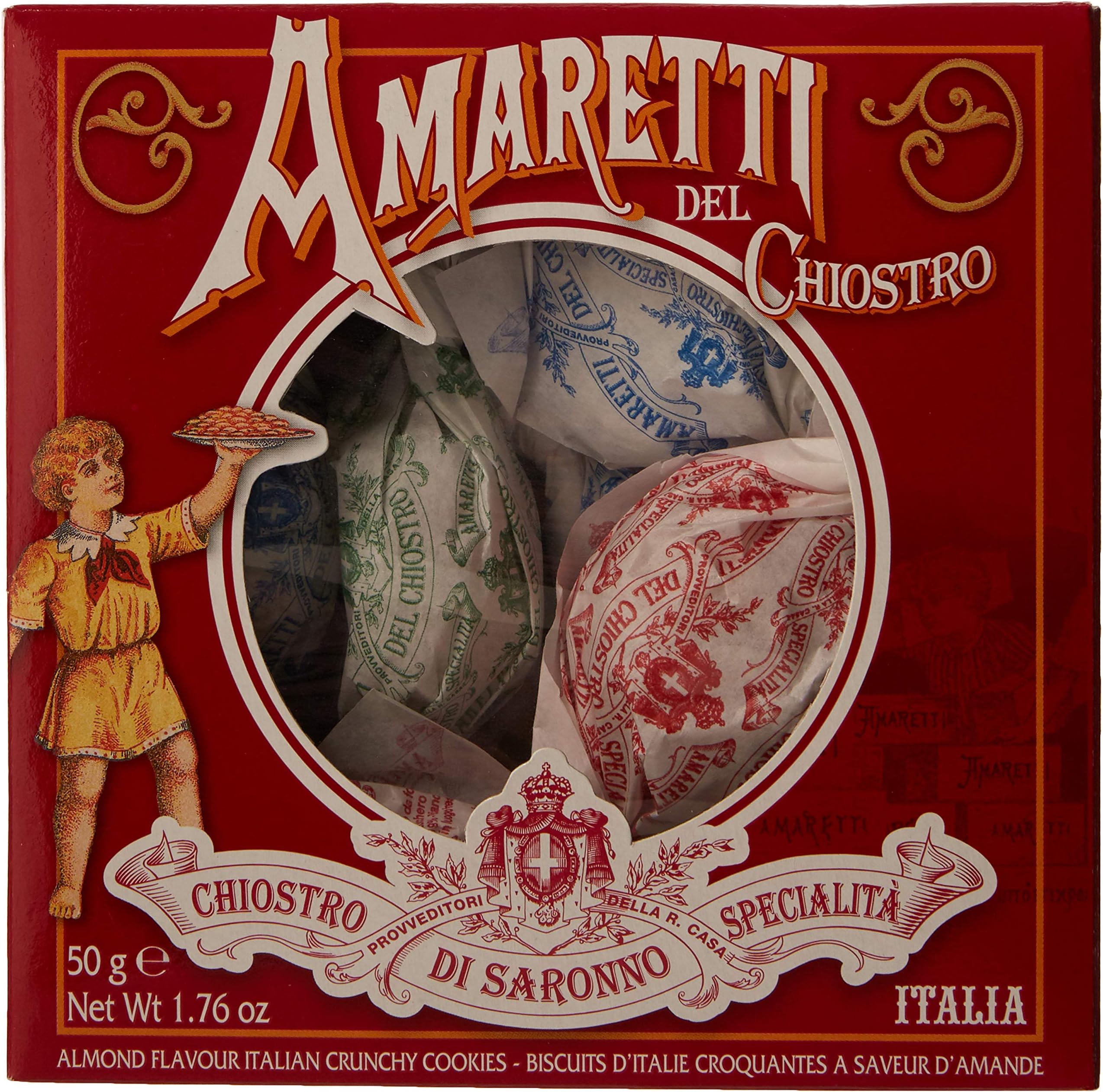 Amaretti Del Chiostro Crunchy Amaretti in Small Window Box, 50 g