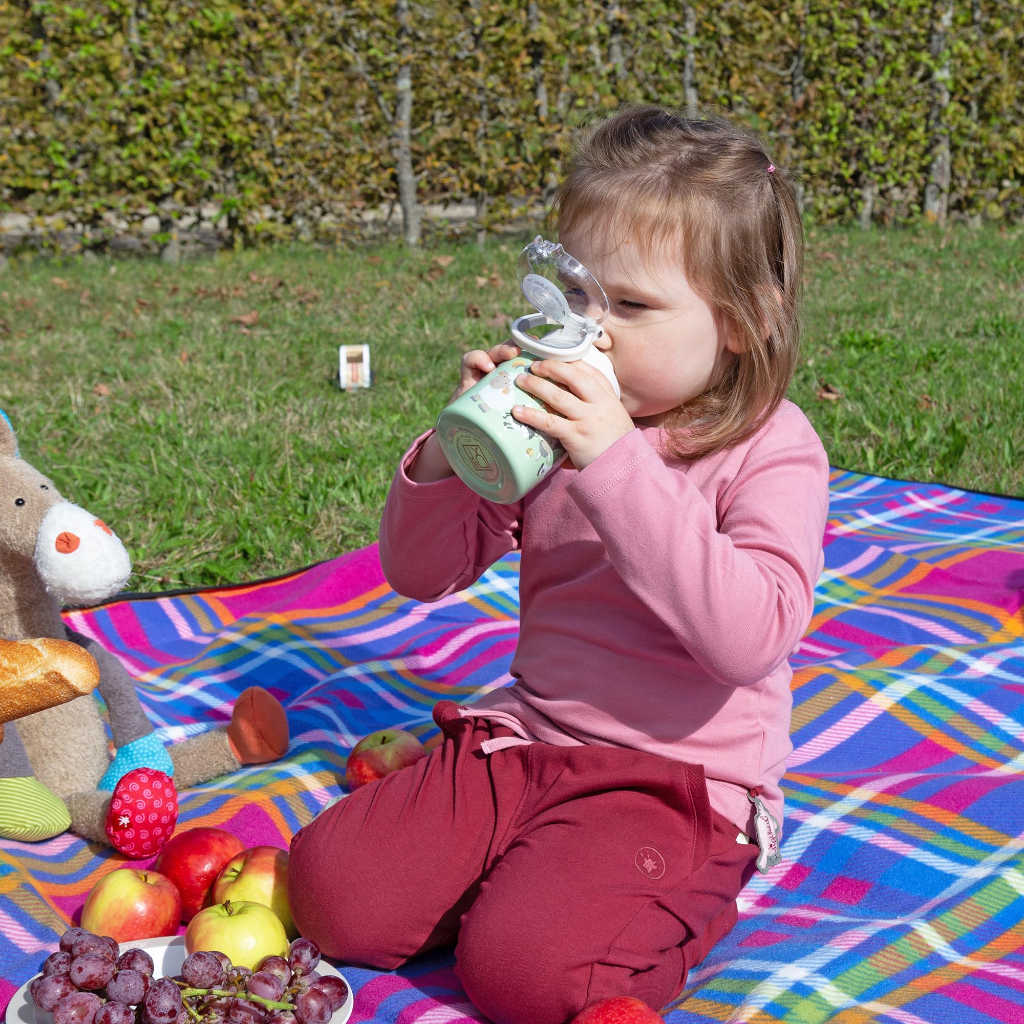 Sigikid Botella de agua de acero inoxidable, 400 ml, diseño infantil de granja