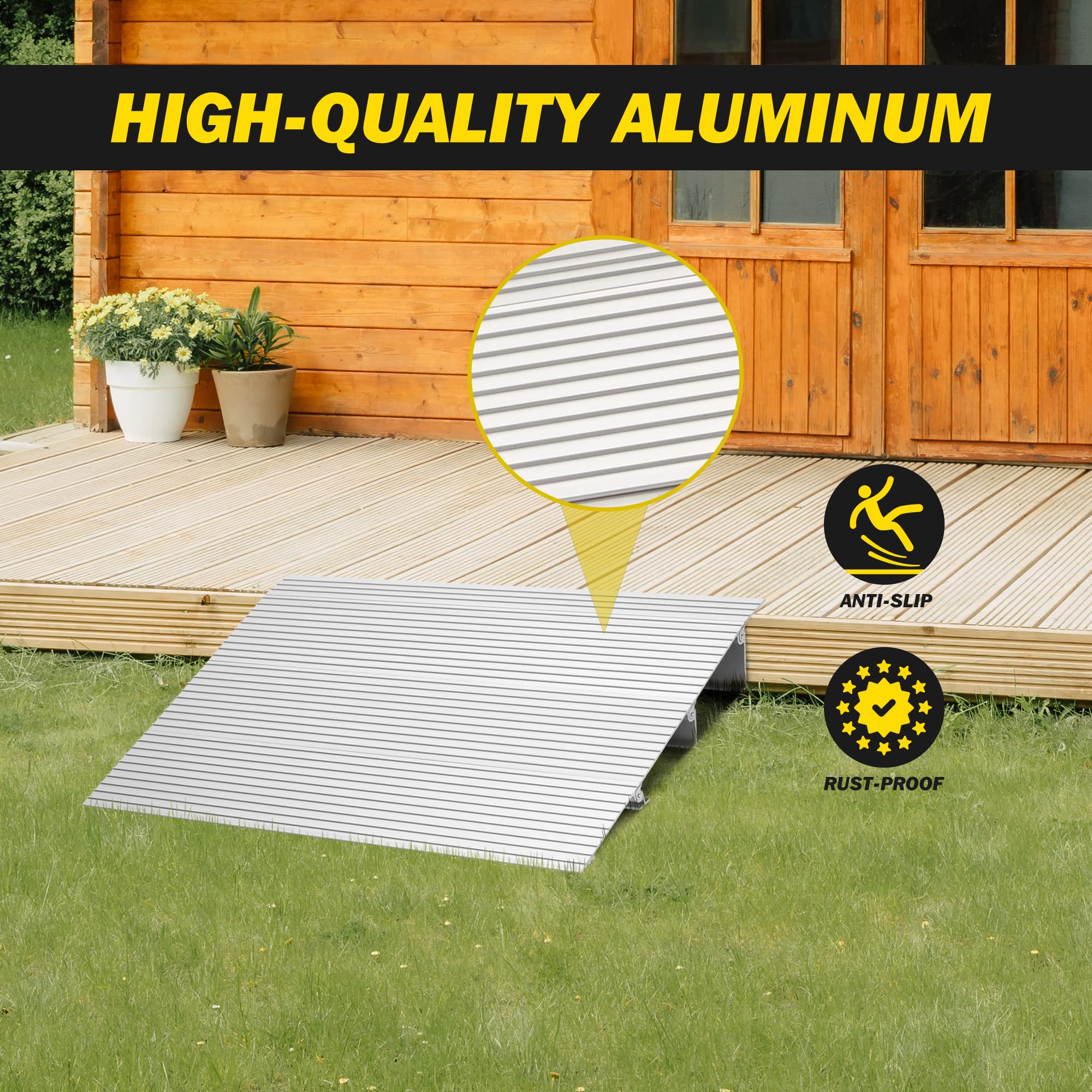 Candockway 4" Rise Door Threshold Ramp (800lbs Weight Capacity), Adjustable Aluminum Alloy Portable Entry Ramp for Wheelchairs, Scooters, Power Chairs, Walkers