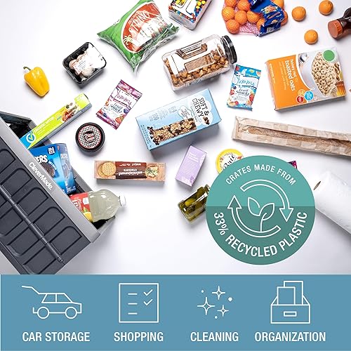 Miniatura 3 de CleverMade Contenedores plegables de almacenamiento (sin tapa), océano, paquete de 3  cajas plegables de plástico apilables de 62 L (16 galones),