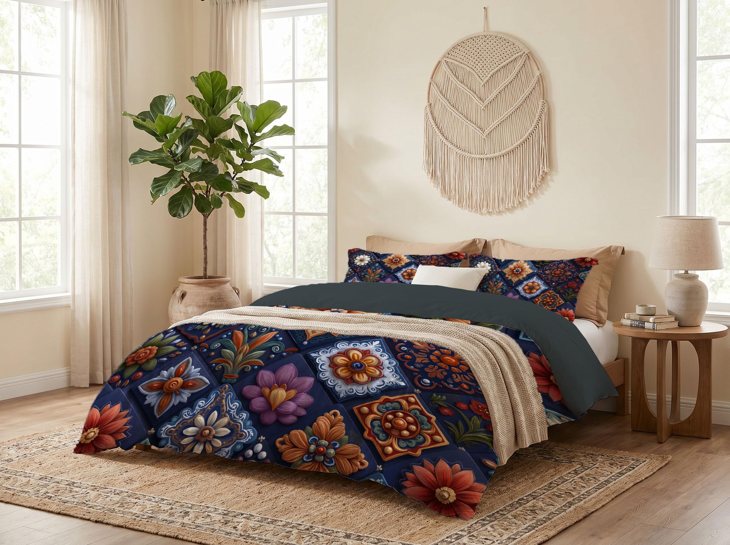Housse de couette microfibre de qualité supérieure bleu foncé