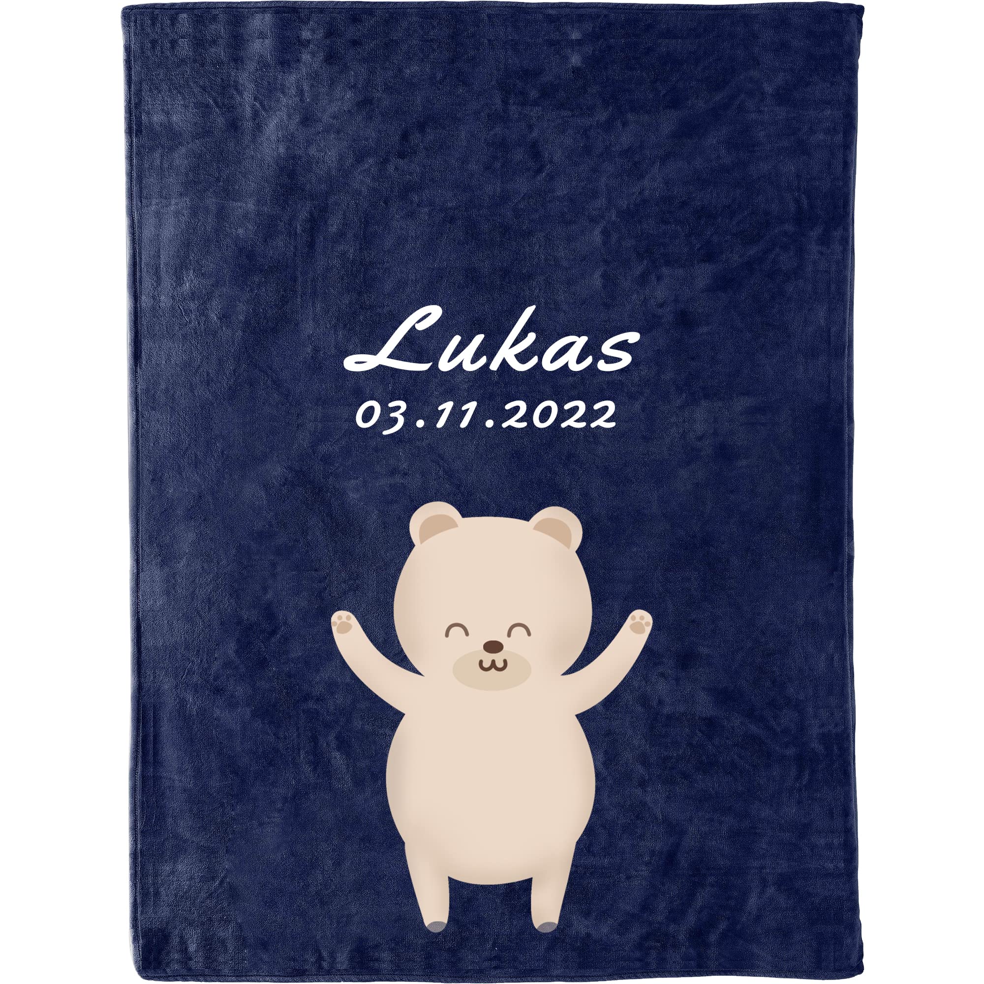 S&H&OU Personalized Baby Blanket for Girls and Boys Customized Name Blanket Information from Newborn Baby's Name Blankets with Animal Fuzzy & Fleece Plushing Gift for New Born Baby, New Dad Mom