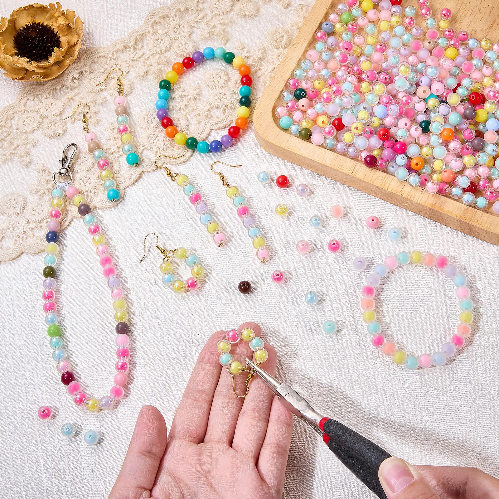 BEEFLYING 500 Pz Perline Acriliche da 75 mm Per La Creazione di Gioielli Perline Rotonde Trasparenti Colorate A Forma di Caramella Per Braccialetti Fai da Te Collane Portachiavi Ciondoli Per Cellulare