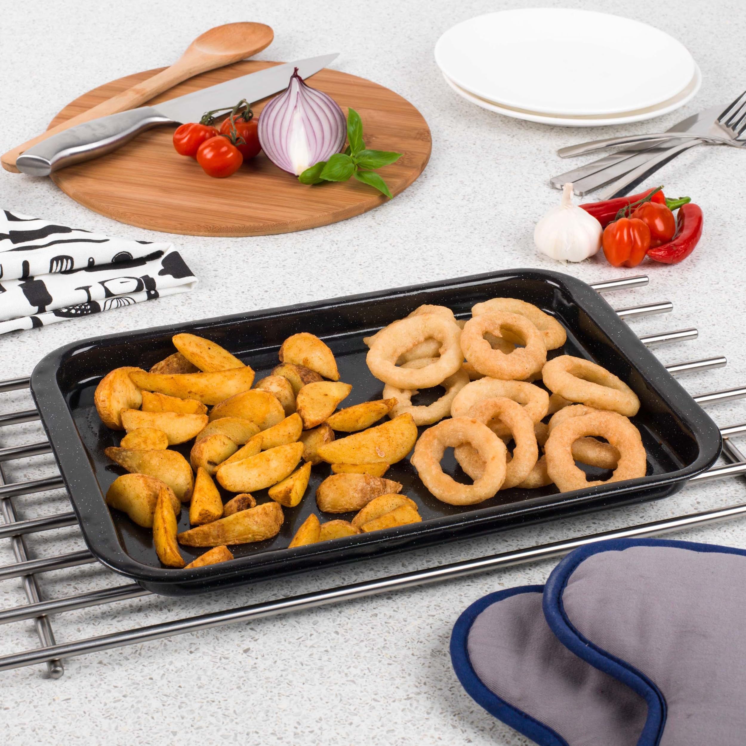 Russell Hobbs COMBO-8235A - Juego de bandeja para hornear y asar, 5 piezas de acero recubierto de esmalte vítreo, con latas para asar, bandeja de picar, bandeja plana para horno, fácil de limpiar,