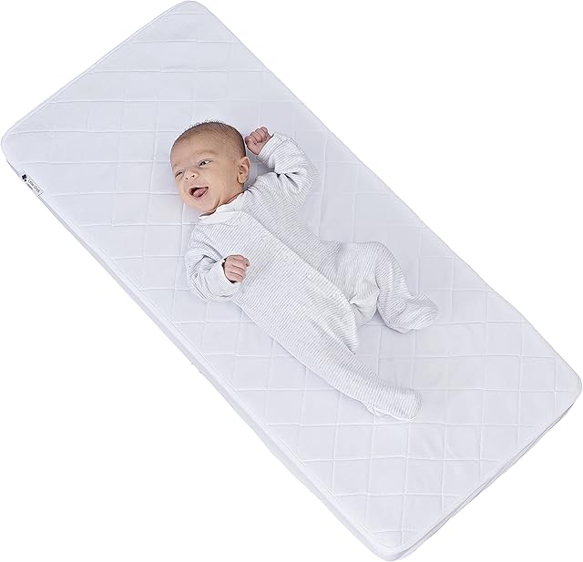 Little Chick London Breathable Air Safety Mattress for Cribs & Cradles 90cm x 40cm x 5 cm, Washable Cover, Quilted 3 Layer with Mesh Filler, Waterproof Lining