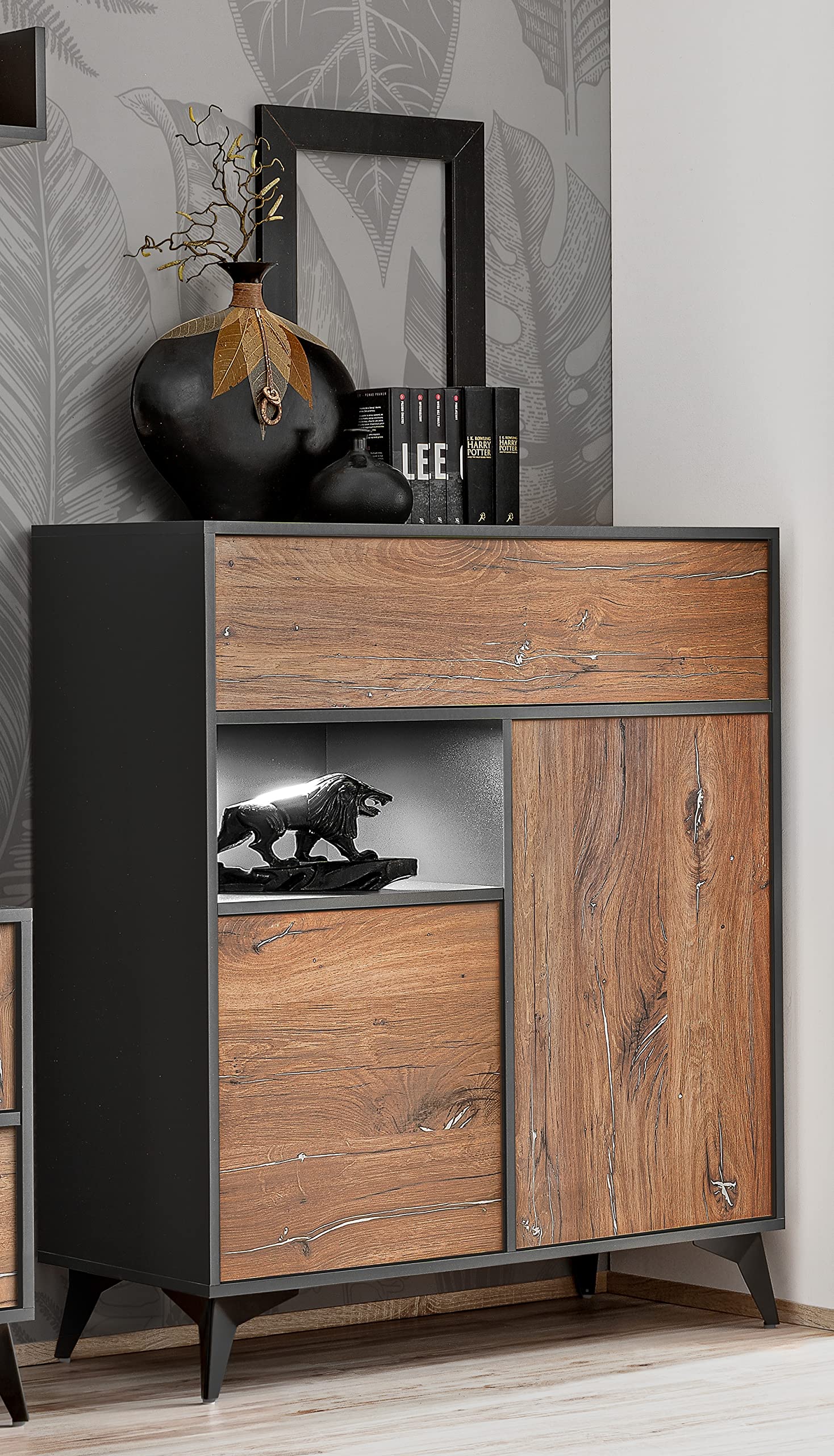 Komodee Commode Orvieto 3D A1 Chene/Anthracite 100x113,5x40 cm