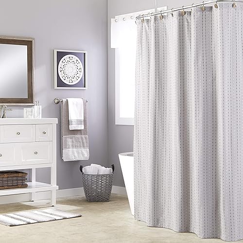 Miniatura 3 de SKL Home by Saturday Knight Ltd. Cortina de ducha de tela Hopscotch, color gris, 72x72 pulgadas