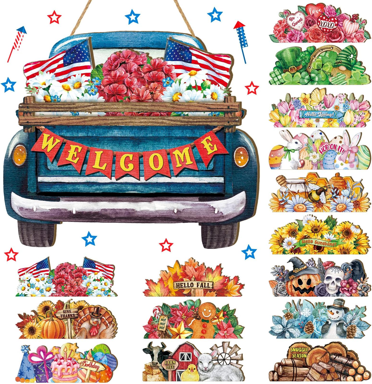 Geetery Interchangeable Sign for Front Door Blue