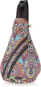 Sakroots On The Go Sling Bag for Women in Eco-Twill, Large Convertible Crossbody Backpack With Main Zipper Closer, Made From Recycled Materials - Rainbow Wanderlust Nd