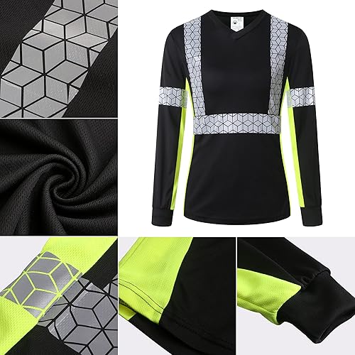 Miniatura 5 de Camiseta de seguridad para mujer, camiseta reflectante alta para mujer con patrón reflectante inusual, manga corta transpirable