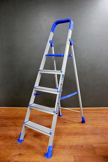 FSL+ Heavy Duty Foldable 5 Step Ladder with Non Skid Shoes, Smart Platform and Handle for Support