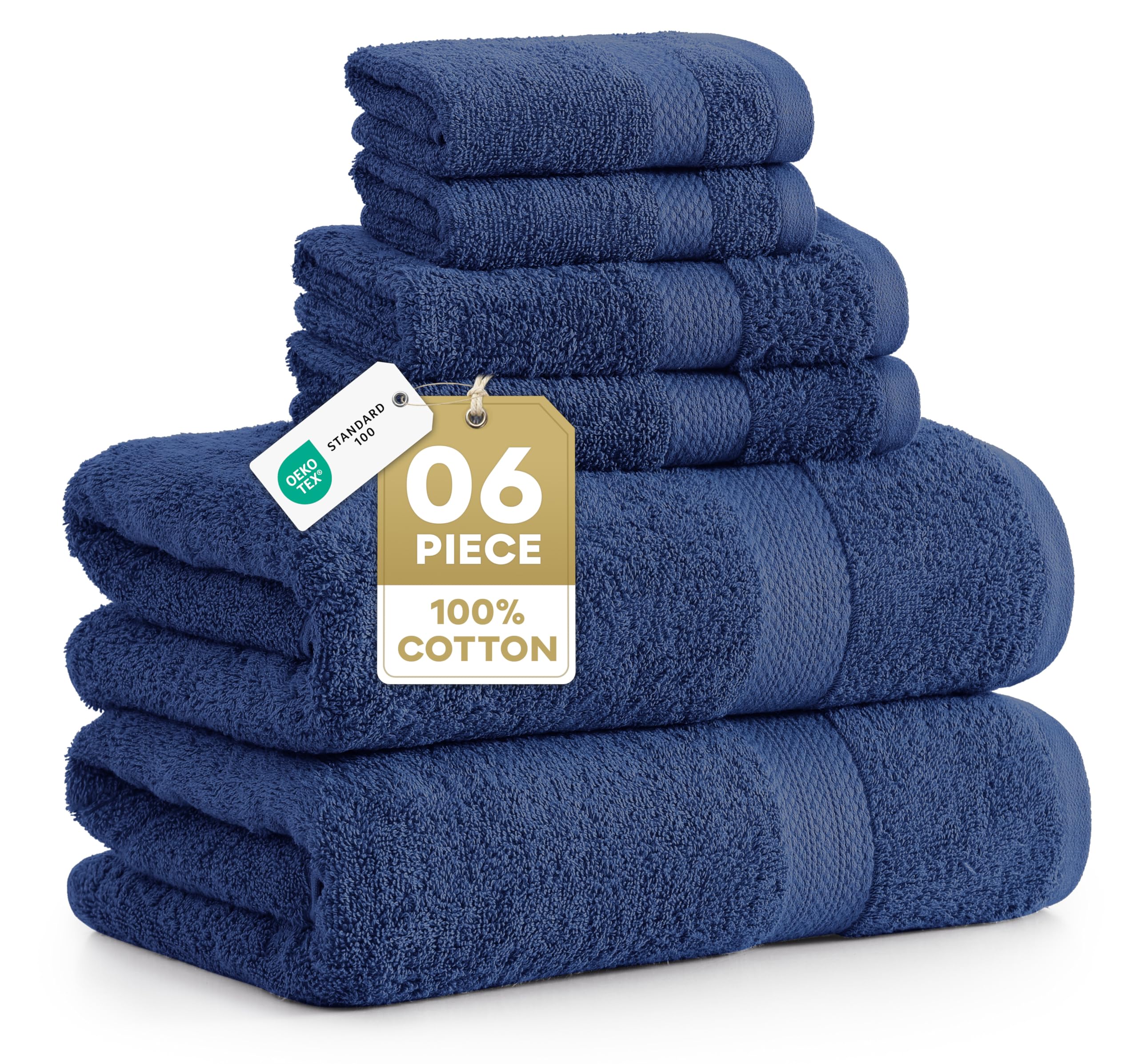 View 1 of *See Clerk Notes* LANE LINEN Luxury Cotton Bath Towel Set - 1 Piece - Low Twist, Soft & High Absorbency Classic Hotel Quality, Durable & Ideal for Modern Bathrooms - Navy Blue