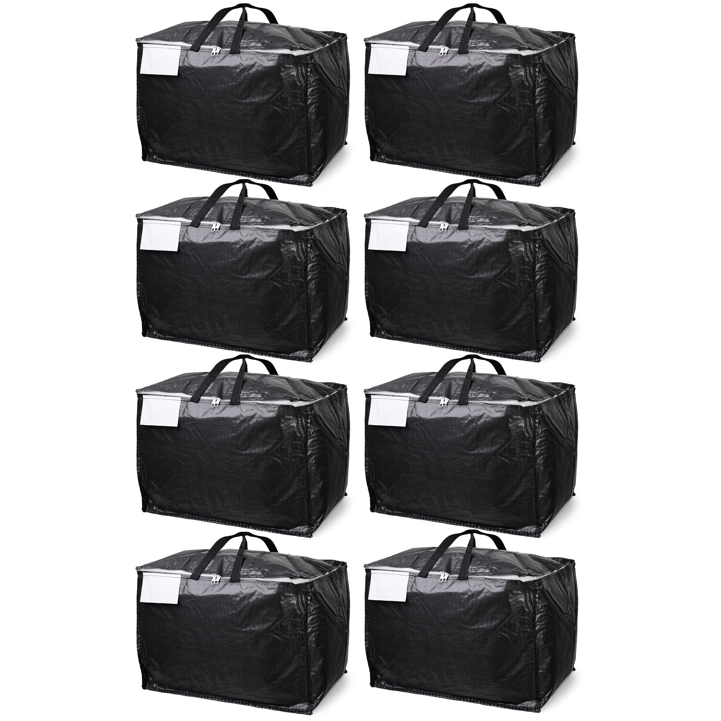 Moving & Storage Bags – HEAVY DUTY 100L - PREMIUM Grade, Reusable Zippered Tote for Moving House, Clothes Storage, Camping, Attic & More – Industrial Strength Laundry & Utility Bag (8 Bags)