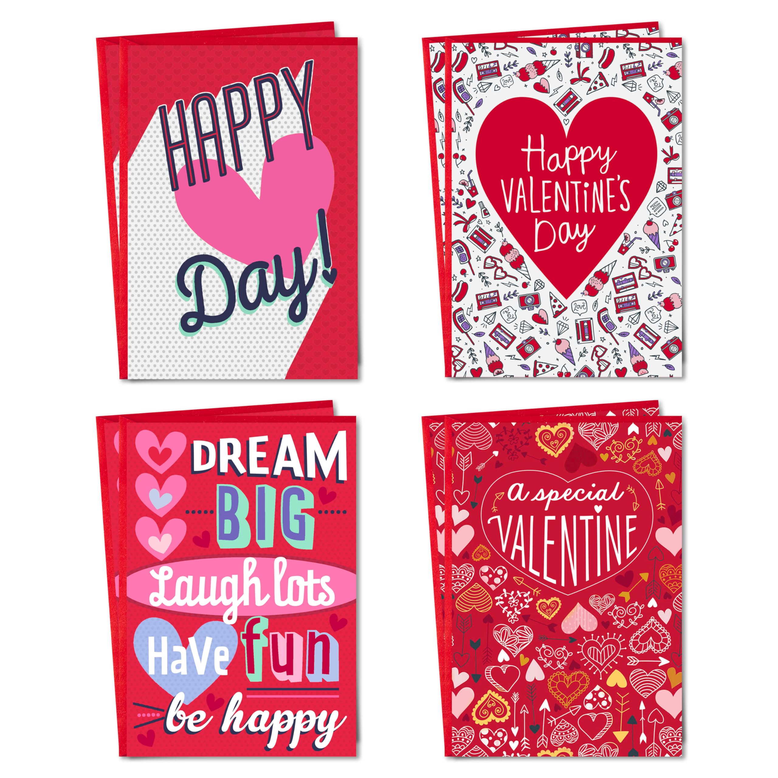 Valentines Day Cards for Kids Classroom Assortment, Be Happy (8 Valentine's Day Cards with Envelopes)