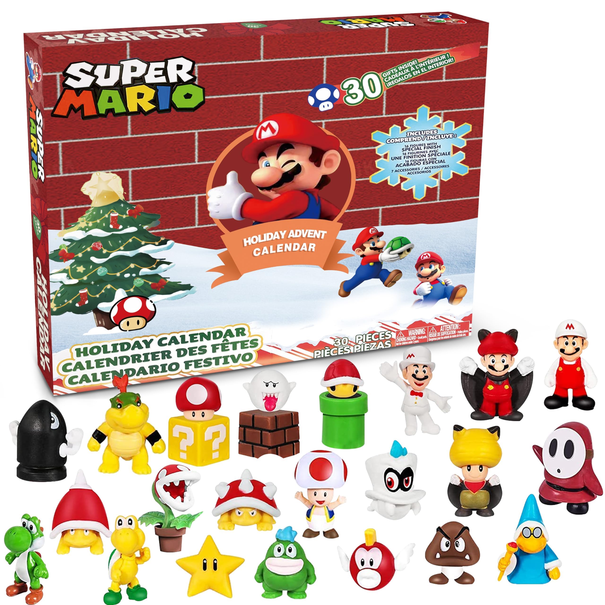 Kids Christmas Advent Calendar 2023: 30-Day Super Mario Toys Advent Calender Countdown Playset, Holiday Xmas Gift Idea for 3 4 5 6 7 8 Year-Old Boys, Girls, Toddlers, and Teens