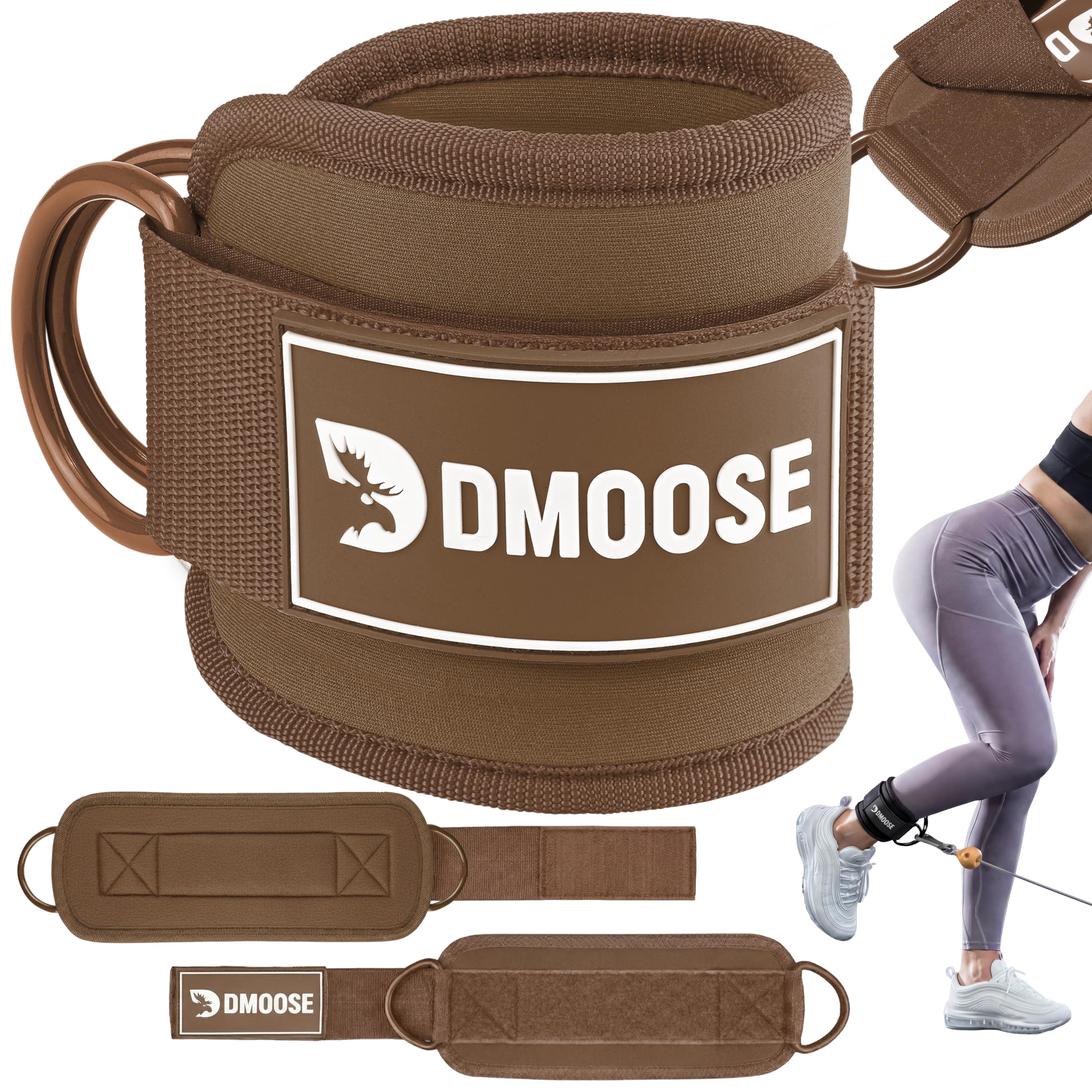 DMoose Ankle Strap for Cable Machine - One Size Fit with Premium Padding, Workout Kickback Ankle Cuffs, Ankle Bands for Working Out, Booty Workouts, Leg Extension, Hip Abductors &amp; Lower Body Exercises
