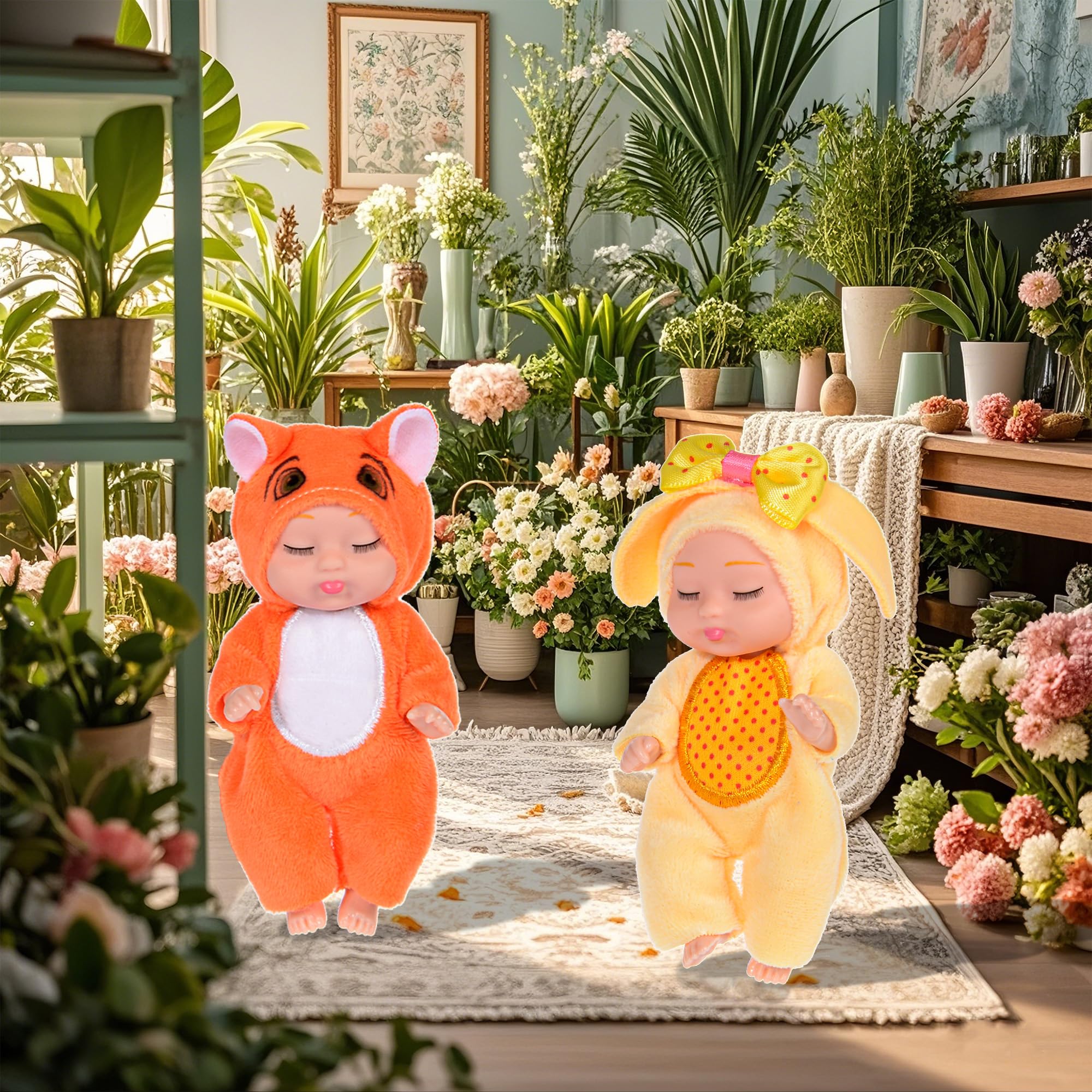 Paquete de 8 mini muñecas de bebé, muñecas realistas con temática de animales de 4 pulgadas para niñas 6