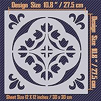 Vista 2 de Plantilla de azulejos de 12 x 12 pulgadas (paquete de 2) / Plantilla de pared y piso, reutilizable para pintura, muebles, paredes y suelos