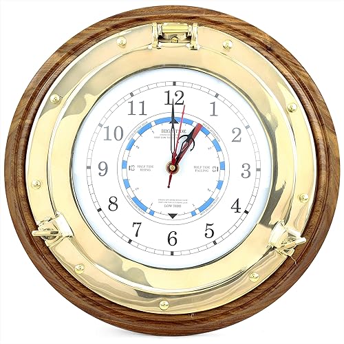 Nagina International Hermoso reloj de marea de la hora del estilo marino  Regalo de decoración de latón náutico