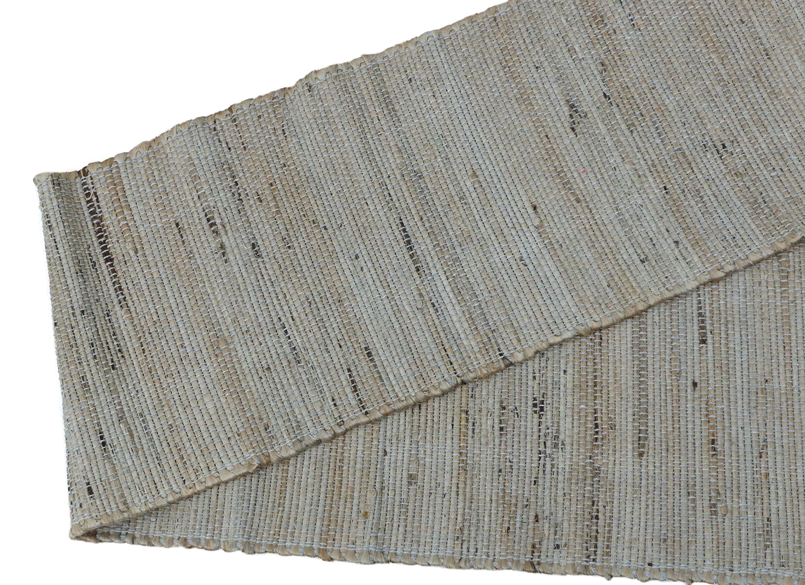 THE HOME TALK Designer Braided Table Runner | Stylish 4-6 Seater Décor for Dining Table, Parties, Events | Bohemian Design Hand Woven | Jute Fabric | Decorative Mats | 13 x 72 Inches | Light Grey 2