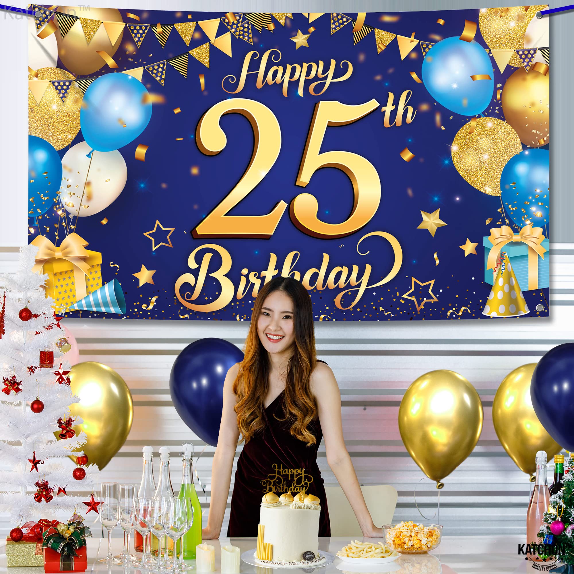 PAKBOOM Geburtstags-Banner 'Happy 25th Birthday' – Riesen-Deko Für Partys & Fotos – 300x50 Cm