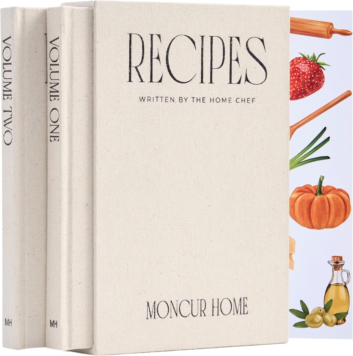 Recipe Book To Write In Your Own Recipes Set of 2 Blank Recipe Book Linen Beige with 2 Sticker Sheets Recipe Notebook Cookbook Recipe Journal Chef Gifts Make Your Own Notebook