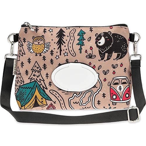 4 Nature Bolsa de mano para pañales pequeña y bonita bolsa de bebé para mamá con soporte de toallitas y dispensador de bolsas correas ajustables