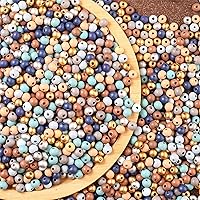 Vista 7 de ToBeIT - 1000 piezas de cuentas de madera de color otoño, cuentas de madera rústica de granja, cuentas redondas para macramé, cuentas para hacer