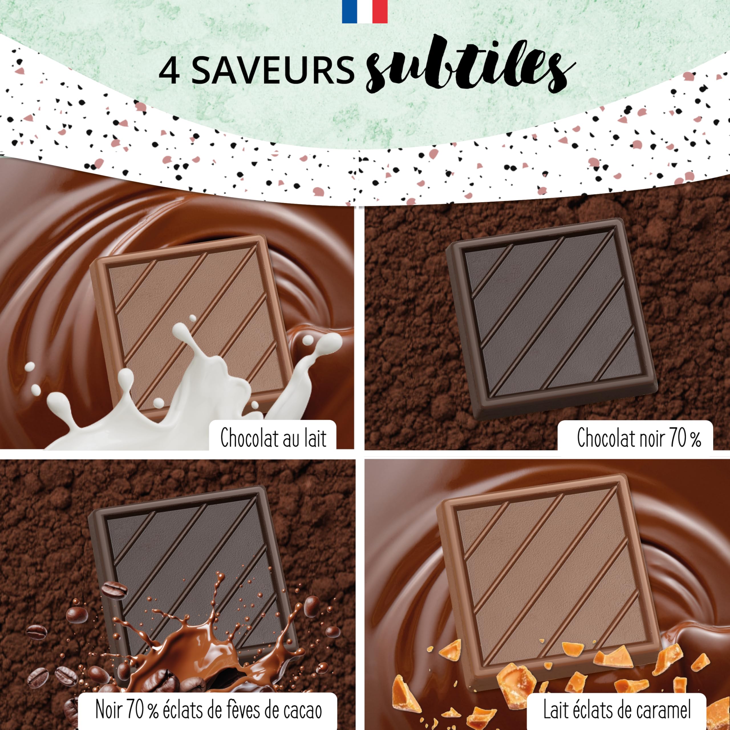 Coffret de Chocolats - Boîte de 40 Carrés de Chocolat Individuels à Offrir Pour Dire Merci - Chocolats au Lait et Noir - 100% Pur Beurre de Cacao - Fabriqué en France - 200 Gr