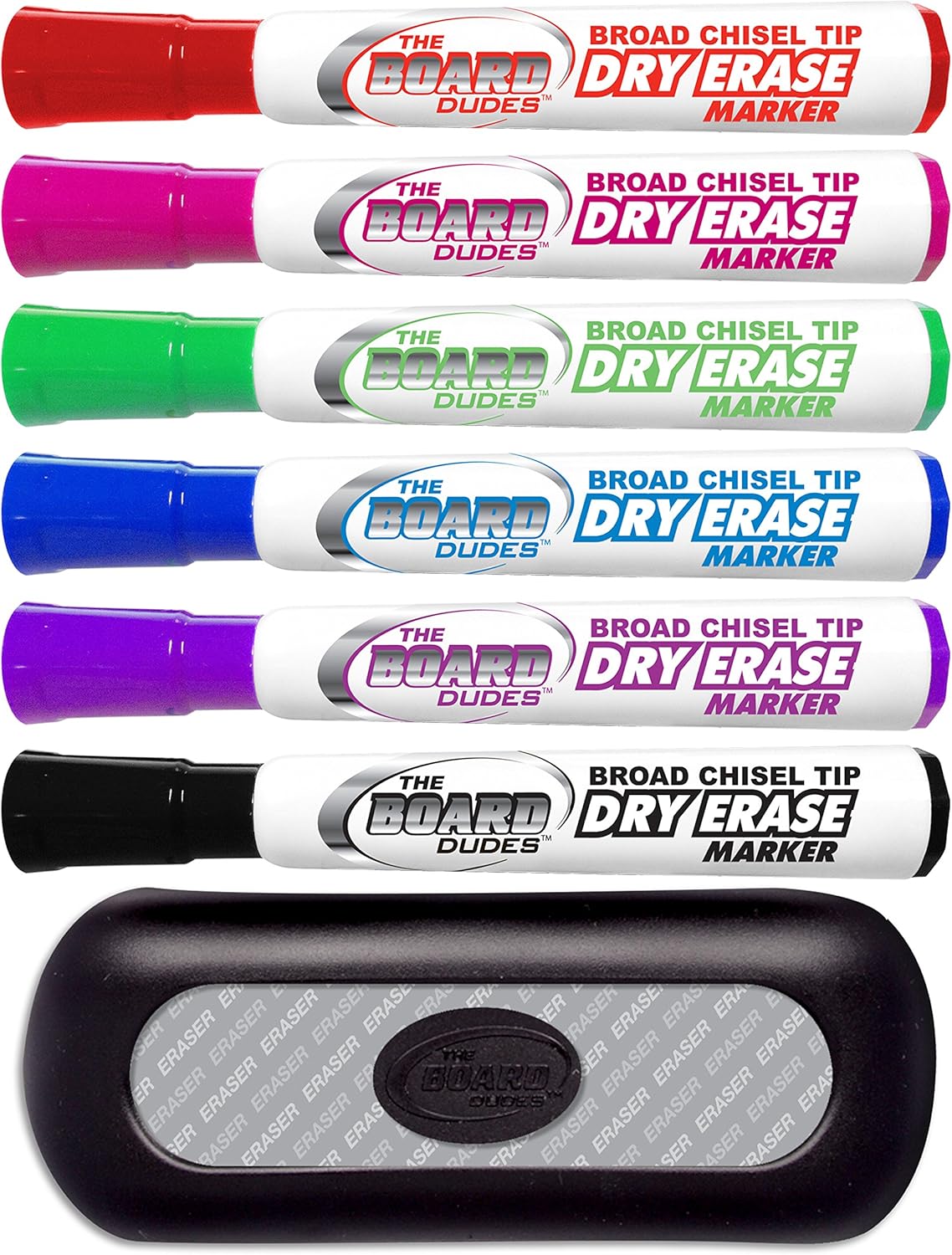Board Dudes Dry Erase Markers Broad Chisel Tip 6Count