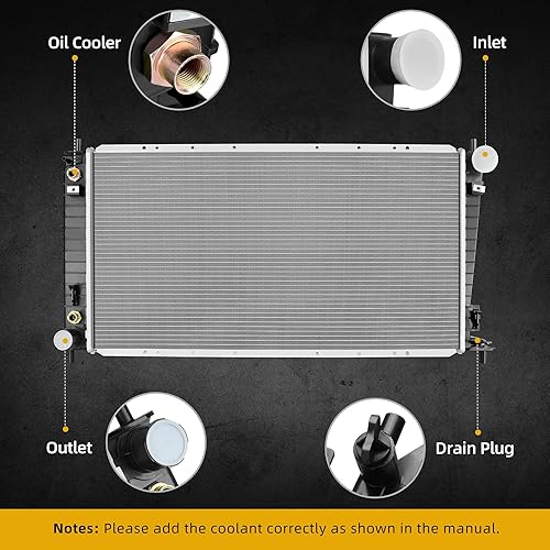 Miniatura 33 de DWVO Radiador compatible con Ford F-150 F-200 F-250 F-250 HD F-350 Bronco 5.0L 5.8L V8 DWRD1083