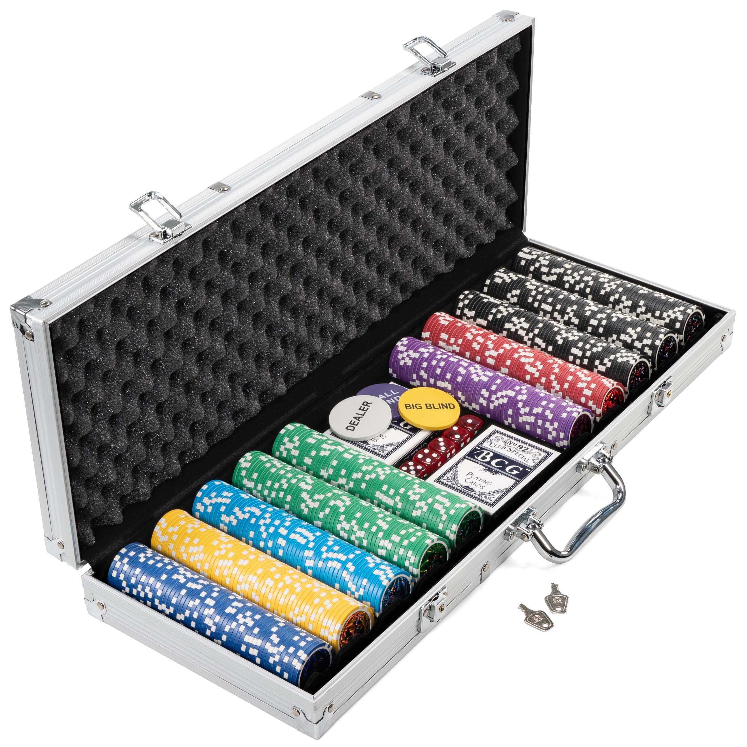 Nexos Pokerkoffer Pokerset 500 300 Laser Pokerchips Poker Komplett Set 12 g Chips Deluxe