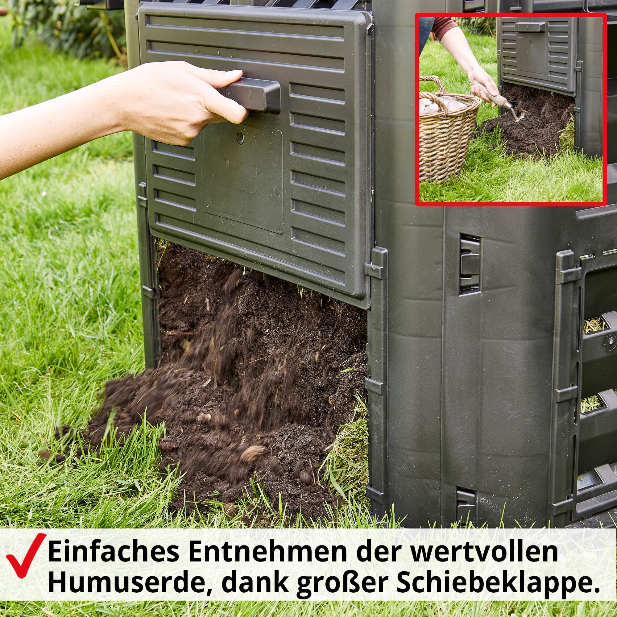 HECHT Thermokomposter aus Kunststoff – Schnellkomposter mit praktisches Stecksystem – Robuster & hochwertiger Kompostierer – Wetterfester Komposter für Gartenabfälle & Biomüll – 360 Liter Behälter