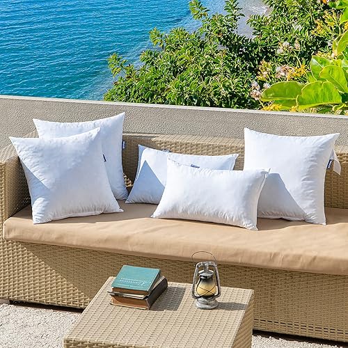 Miniatura 7 de MIULEE Juego de 2 almohadas para exteriores de 18 x 18 pulgadas, resistentes al agua, relleno de enfriamiento de espuma viscoelástica triturada,